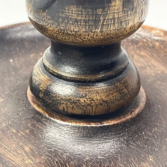 Candle Holders Antique English Oak Barley Twist Candlestick Brass Insert 8.5” - Picture 10 of 16